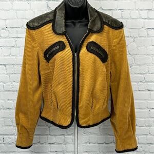 Double D Ranch Corduroy Jacket Ranchwear Western Cowgirl Beige Womens M Medium